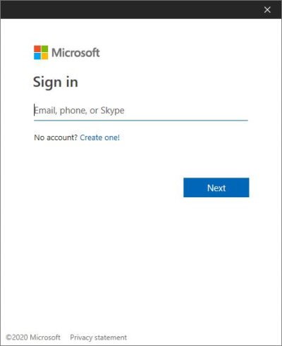 Вход в учетную запись Microsoft