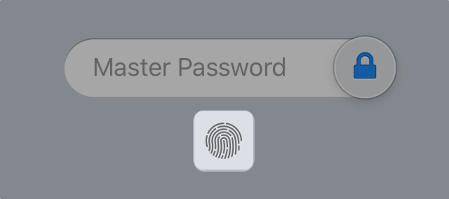 Кнопка Touch ID в 1Password для iOS